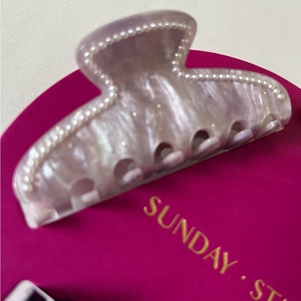 NWT 💙💖 Sunday State Hair claw clips set of 3 embellished with faux pearls - Picture 13 of 14
